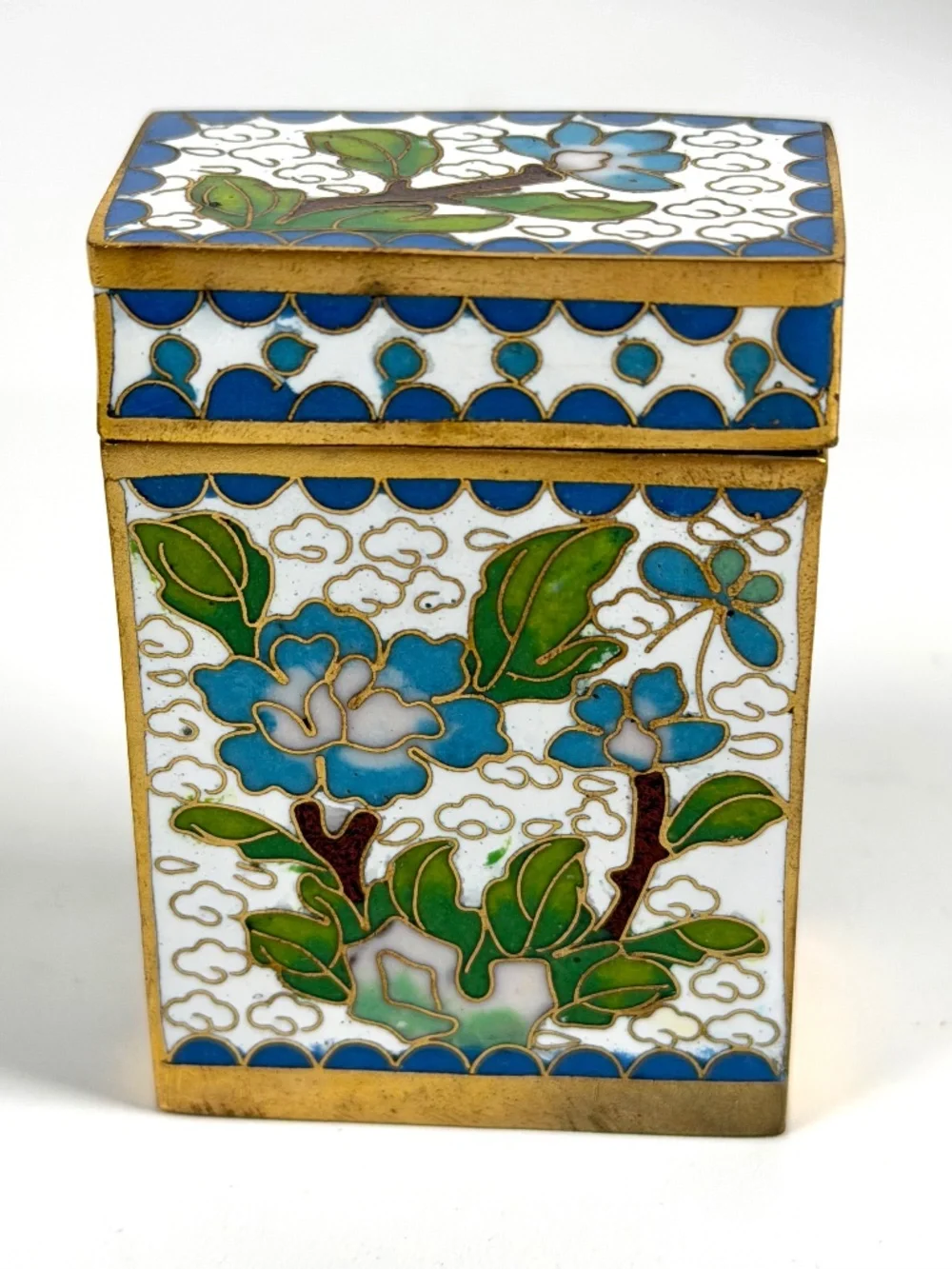 Vintage Chinese Cloisonné Small Canister Jar Set - 8 canisters w/ Original Box